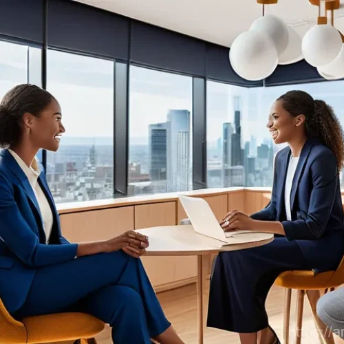 브랜딩에서 색상 심리학의 중요성 - **Prompt:** A diverse group of young professionals (men and women, all dressed in modern, modest bus...