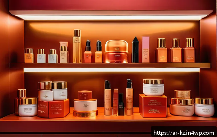 색채 심리학을 이용한 광고 디자인 - A vibrant and elegant e-commerce beauty product display inspired by Middle Eastern aesthetics, featu...